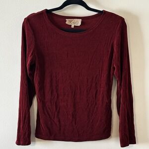 Double D Ranch Wear Maroon Red Slinky Western Top Long Sleeve Stretch Size XS *R